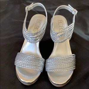 Silver BCBG wedges